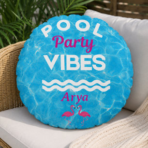 Coussins Ronds Oreiller jeté Vibes de fête au bord de la piscine