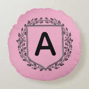 Coussins Ronds Oreiller personnalisé avec blason floral élégant i