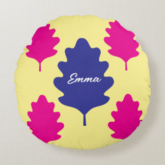 Coussins Ronds Oreiller personnalisé avec fleurs et nom personnal