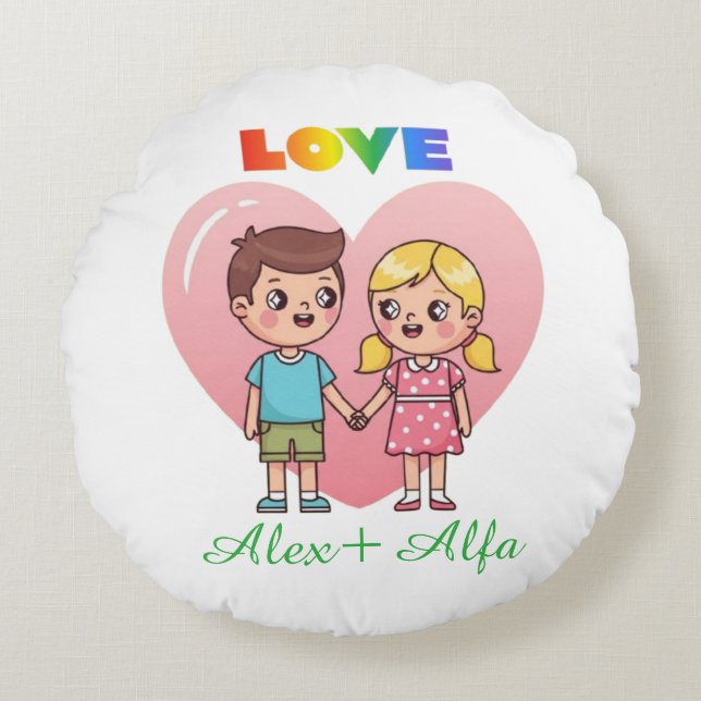 Coussins Ronds Oreiller personnalisé avec photo USA – Image perso (Devant)