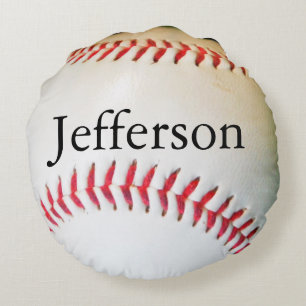 Coussins Ronds Oreiller personnalisé Baseball Blanc couture rouge