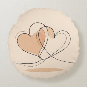 Coussins Ronds Oreiller personnalisé d'amour – Cœurs romantiques