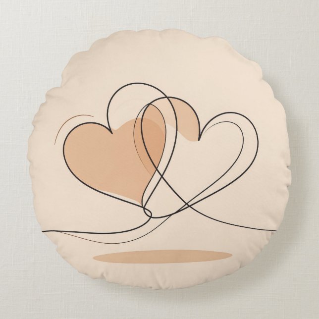 Coussins Ronds Oreiller personnalisé d'amour – Cœurs romantiques (Devant)