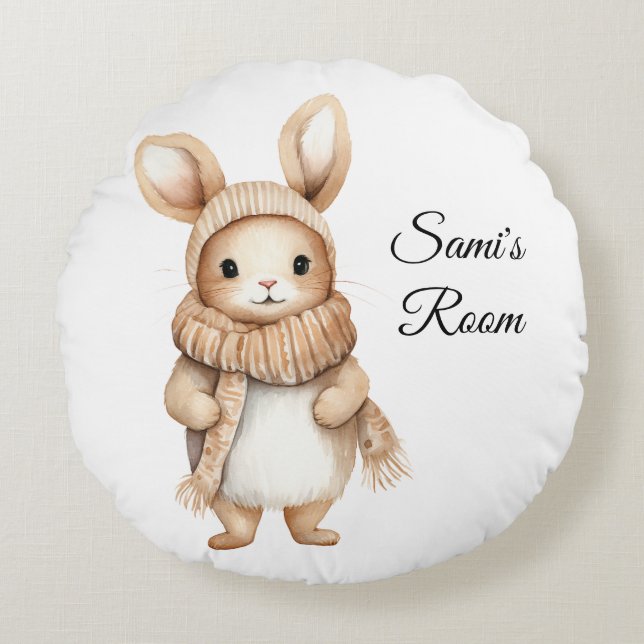 Coussins Ronds Oreiller personnalisé de lapin mignon (Devant)
