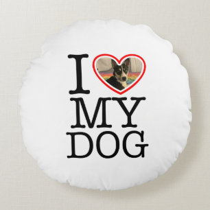 Coussins Ronds Oreiller personnalisé 'J'aime mon chien'