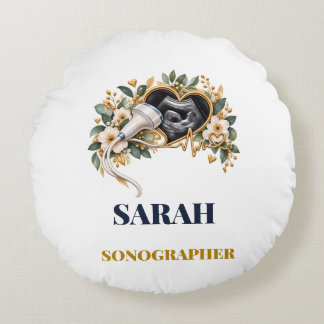Coussins Ronds Oreiller personnalisé pour échographiste avec nom