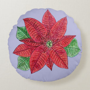 Coussins Ronds Oreiller Poinsettia - Arrière - plan de lavande