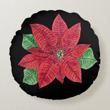 Oreiller Poinsettia - Arrière - plan noir