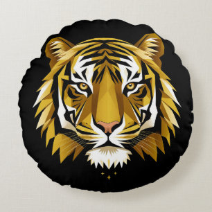 Coussins Ronds Oreiller Portrait De Tigre Géométrique Avec Formes