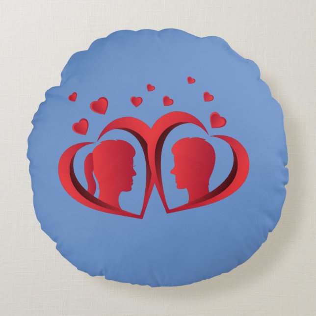Coussins Ronds Oreiller pour couple amour rouge Décoration intéri (Devant)