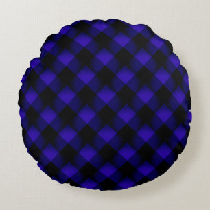 Coussins Ronds Oreiller rond à carreaux bleus