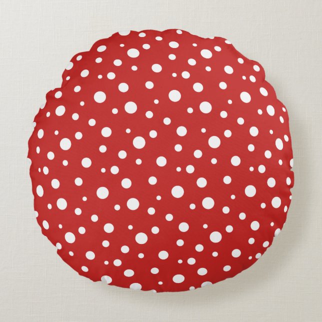Coussins Ronds Oreiller Rond à Jeter - Points Polka (Devant)
