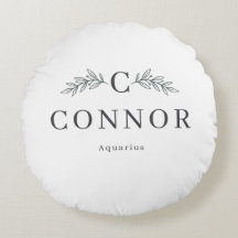 Oreiller rond à monogramme de zodiaque personnalis