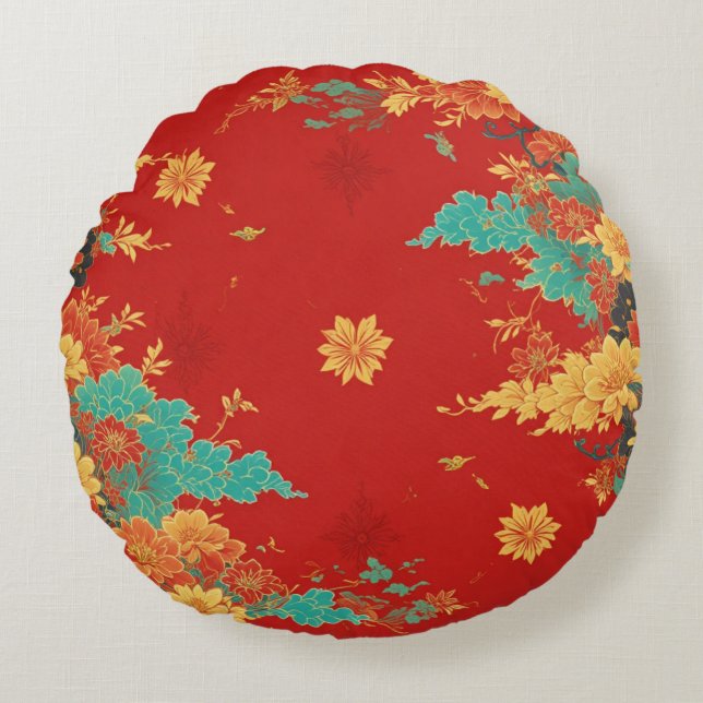Coussins Ronds oreiller rond à motif chinois (Devant)