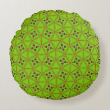 Oreiller Rond à Motif Floral Géométrique Vert