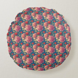Coussins Ronds Oreiller rond à motif floral vintage