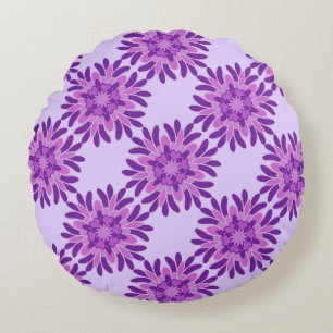Coussins Ronds Oreiller rond à motif floral violet vibrant sans c