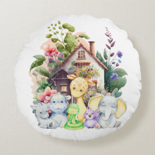 Coussins Ronds Oreiller Rond Animaux Mignons   Cadeau Mignon Pour