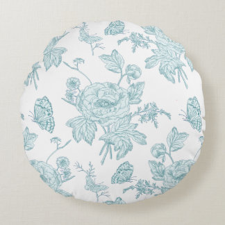 Coussins Ronds Oreiller rond aqua à motif imprimé en bloc