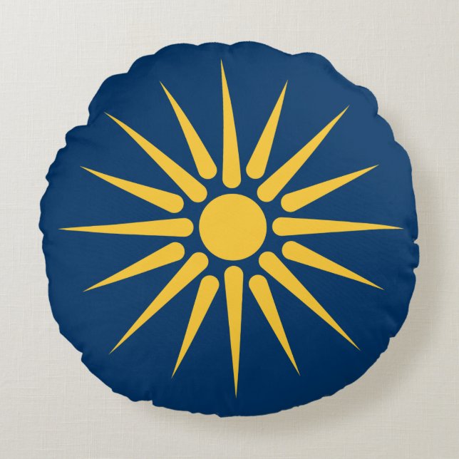 Coussins Ronds Oreiller rond avec le drapeau de Macédoine, Grèce (Devant)