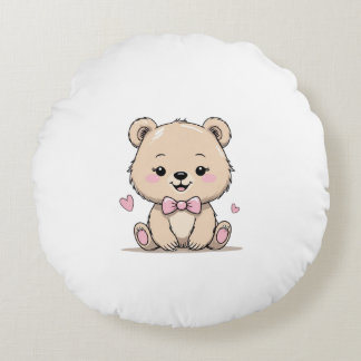 Coussins Ronds oreiller rond bébé fille ours
