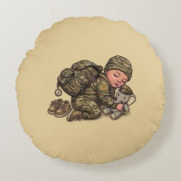 Oreiller rond bébé nouvelle recrue militaire