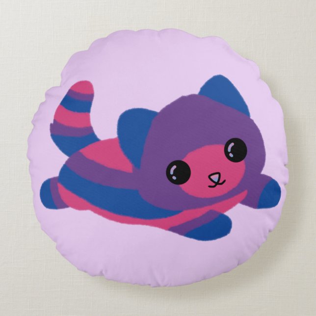 Coussins Ronds Oreiller rond Bisexuel Fierté Chat (Devant)