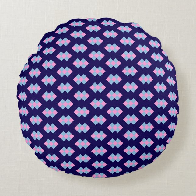 Coussins Ronds Oreiller rond bleu diamant (Devant)