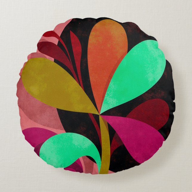 Coussins Ronds Oreiller Rond Botanique Abstrait (Devant)