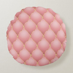 Coussins Ronds Oreiller rond capitonné or rose
