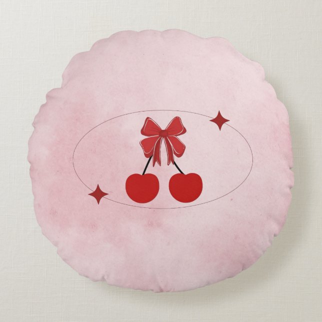 Coussins Ronds Oreiller rond cerise (Devant)