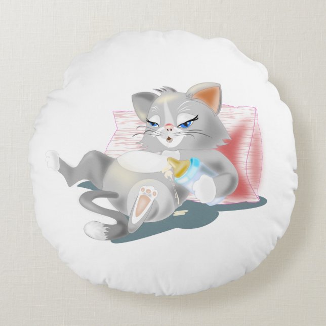 Coussins Ronds Oreiller rond chat bébé (Devant)