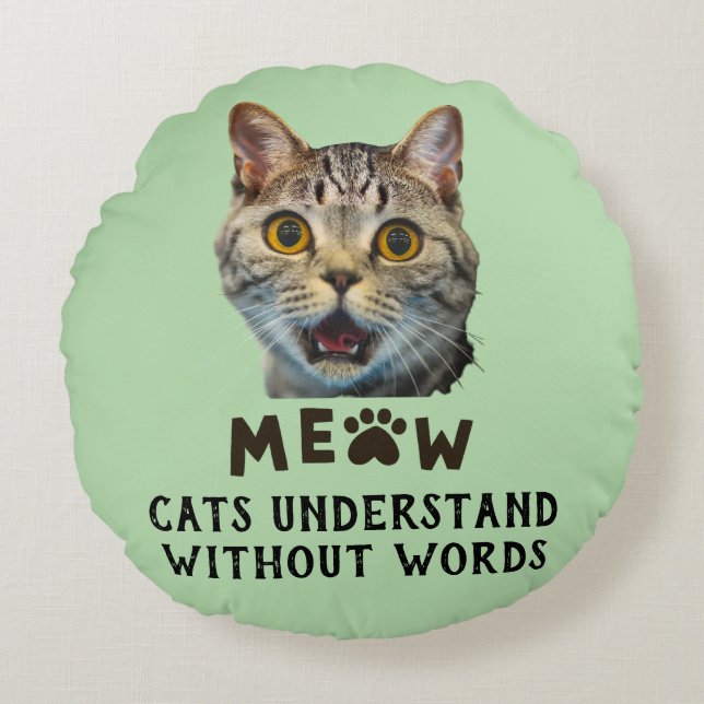 Coussins Ronds Oreiller Rond Chat Comprennent Sans Mots (Devant)