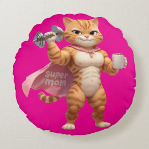 Coussins Ronds Oreiller Rond Chat de Gym Rose – Décoration de Fit