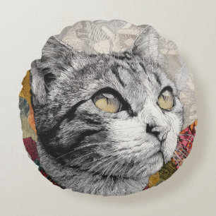 Coussins Ronds Oreiller rond chaton mignon félin