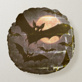 Coussins Ronds Oreiller rond chauve-souris d'Halloween et pleine