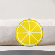 Oreiller rond citron jaune tranche amusant Citrus