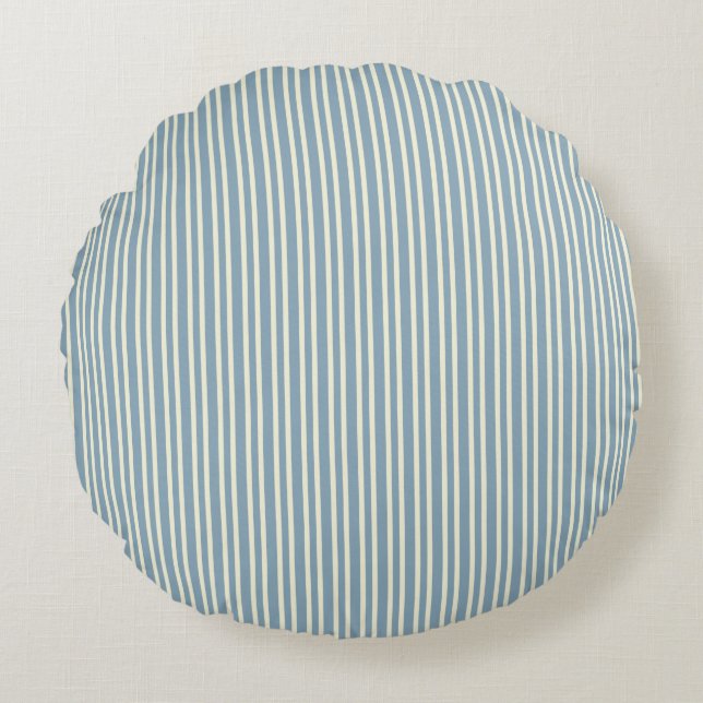 Coussins Ronds Oreiller rond classique à rayures bleues (Devant)