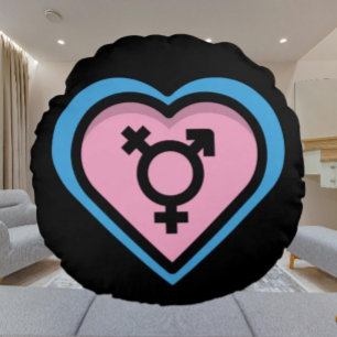 Coussins Ronds Oreiller rond Cœur de la fierté trans