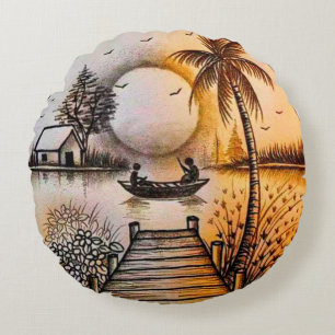 Coussins Ronds Oreiller rond coloré 3D vibrant