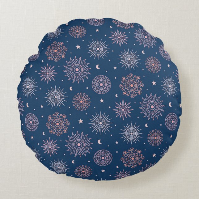 Coussins Ronds Oreiller rond de couleur noire (Devant)