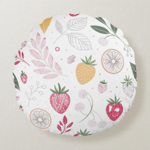 Coussins Ronds Oreiller Rond de Fraise Citronnée