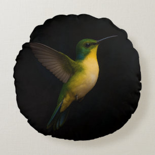 Coussins Ronds Oreiller rond de luxe noir 4 avec oiseau volant