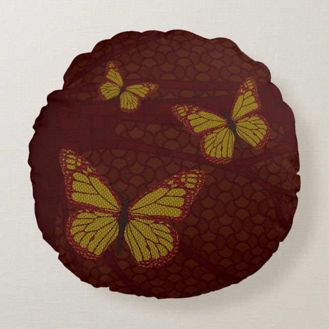 Coussins Ronds Oreiller Rond de Monarque Chinois (Devant)