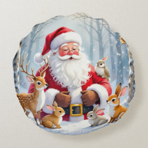 Coussins Ronds Oreiller Rond de Noël en Or Élégant
