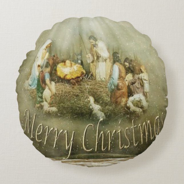 Coussins Ronds Oreiller rond de Noël, Jésus-Christ (Devant)