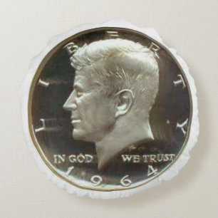 Coussins Ronds Oreiller rond de pièce de monnaie de demi-dollar