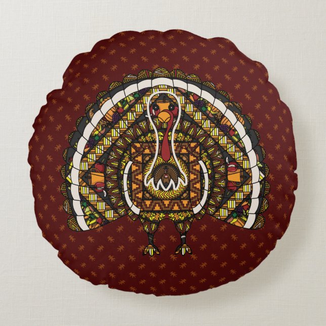 Coussins Ronds Oreiller rond Dinde d'automne (Devant)