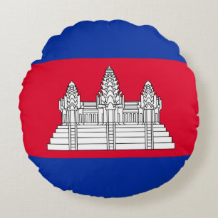 Coussins Ronds Oreiller Rond Drapeau Patriotique Cambodgien