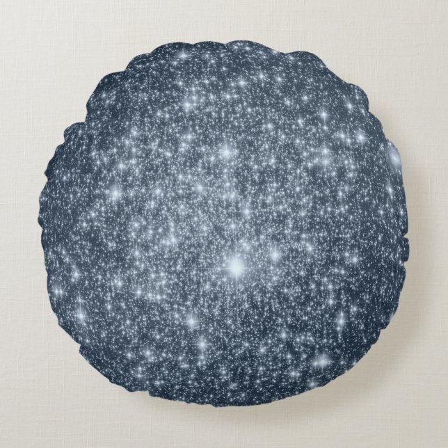 Coussins Ronds Oreiller rond étoiles bleu acier foncé (Devant)
